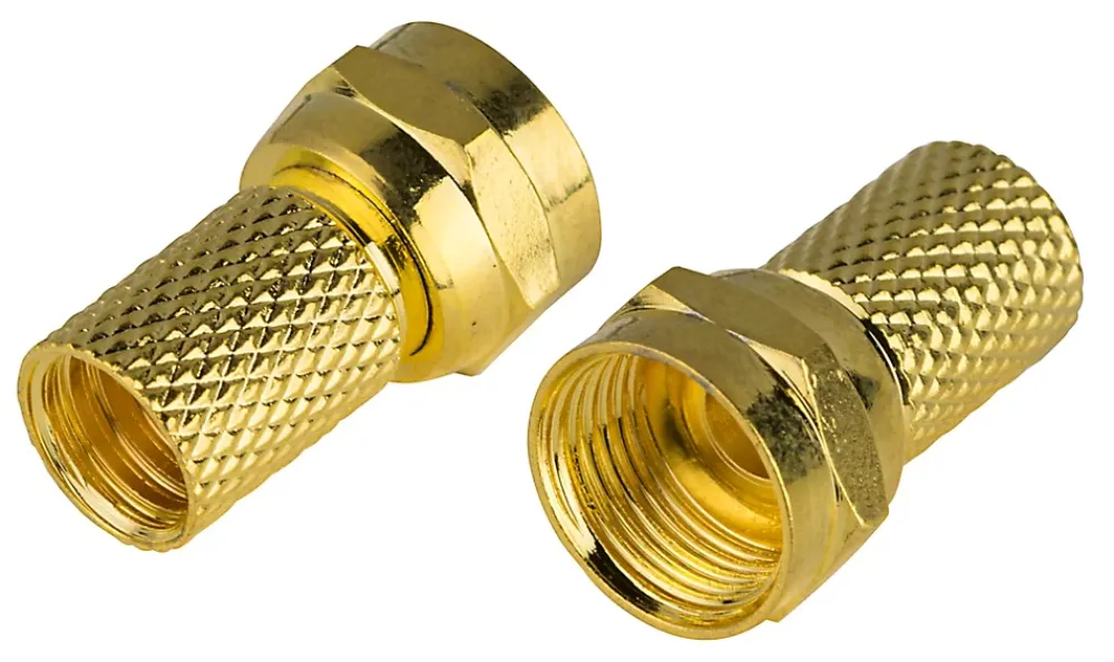 Diall Fiche TV Type F Mâle à câbler pour PF100/RG6 Blyss, Or - lot de 2