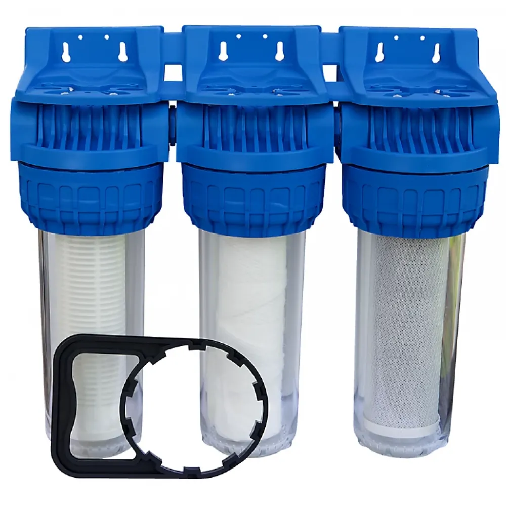 Orion Filtre eau de pluie - Porte filtre Triplex 9 pouces 3/4 avec cartouches