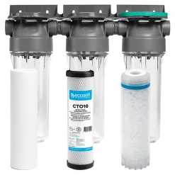 Sinea Adoucisseur D'Eau-Filtre à eau triple 9' 3/4 + Pack protection complète filtration sous évier connexion 3/4'
