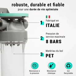 Sinea Adoucisseur D'Eau-Filtre à eau triple 9' 3/4 + Pack protection complète filtration sous évier connexion 3/4'