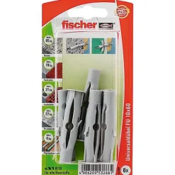 O91 Fischer Cheville universelle FU 10 x 60 K - 6 pièces, nylon et acier, pour béton et matériaux creux
