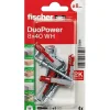 O91 Fischer DuoPower 8 x 40 WH Set de 4 chevilles nylon avec crochets coudés - montage universel