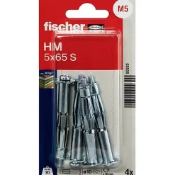O91 Fischer HM 5 x 65 S - Cheville métallique pour corps creux 10 mm, 4 pcs