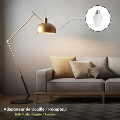 Fishtec - Interrupteur Sans Fil ni Pile + Douille E27 - Contrôle à Distance 100 m - Énergie Cinétique - IP44 - Installation Facile