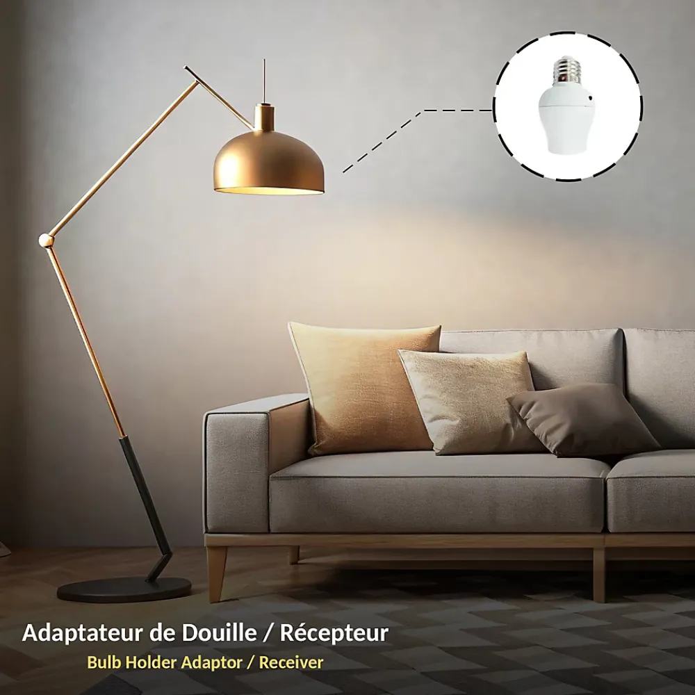 Fishtec - Interrupteur Sans Fil ni Pile + Douille E27 - Contrôle à Distance 100 m - Énergie Cinétique - IP44 - Installation Facile