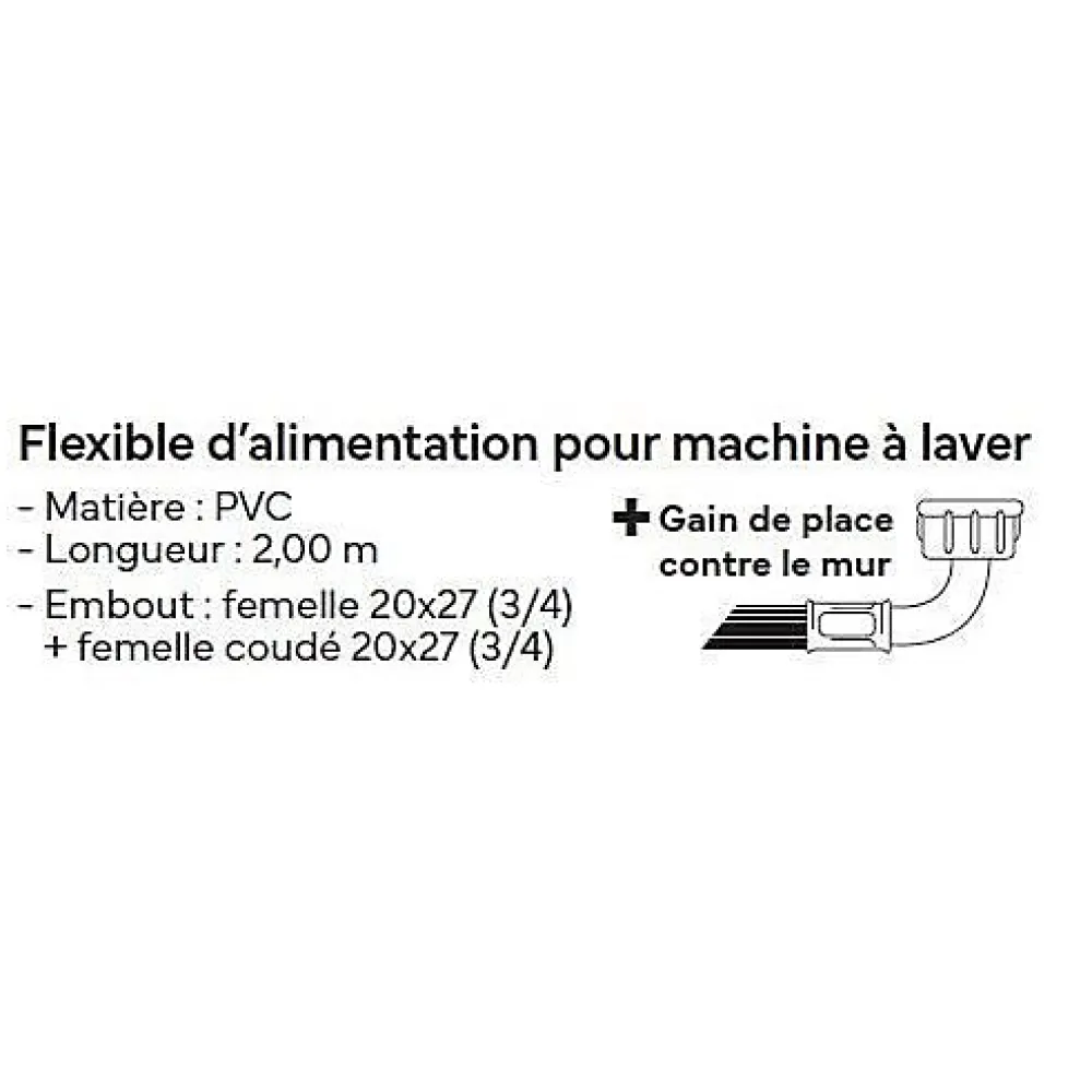 Generic Evacuation De Lave-Linge-Flexible d'alimentation pour machine a laver - NOVOBAIN - 2 m