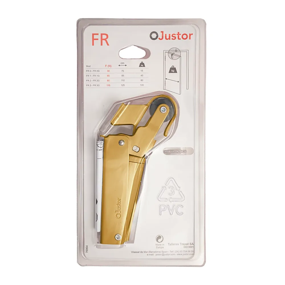 Hardwarexchange Ferme-Porte-Frein de rétention Réglable force 1 a 30 N en aluminium anodisé or pour porte jusquà 15 KG