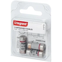 Legrand 3 fusibles céramique 10.3 x 25.8 mm avec voyant