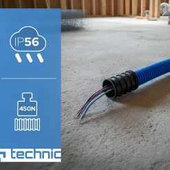 Edo Gaine Et Drain-Gaine électrique enterrée FI50 mm 25 m annelée double paroi avec tire fil et manchon 450 N bleue