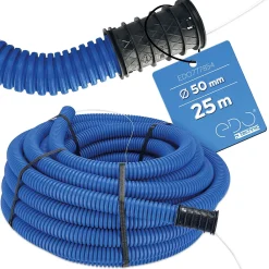 Edo Gaine Et Drain-Gaine électrique enterrée FI50 mm 25 m annelée double paroi avec tire fil et manchon 450 N bleue
