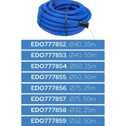 Edo Gaine Et Drain-Gaine électrique enterrée FI50 mm 50 m annelée double paroi avec tire fil et manchon 450 N bleue