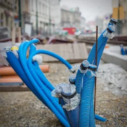 Edo Gaine électrique enterrée FI40 mm 50 m annelée double paroi avec tire fil et manchon 450 N bleue