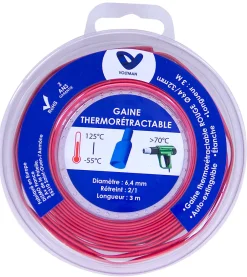 Voltman Gaine Électrique-Gaine thermorétractable 3m - diamètre 6,4/3,4mm - Rouge -