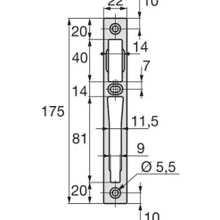 Stremler Assa Abloy Loquet, Targette Et Moraillon De Porte-Gâche centrale aluminium largeur 22mm épaisseur 6mm anodisé argent - STREMLER - 2839.10.2