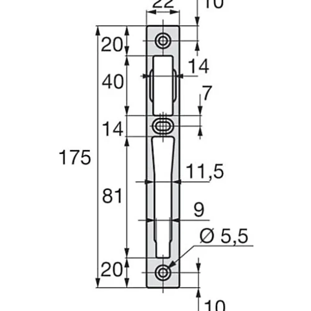Stremler Assa Abloy Loquet, Targette Et Moraillon De Porte-Gâche centrale aluminium largeur 22mm épaisseur 6mm anodisé argent - STREMLER - 2839.10.2