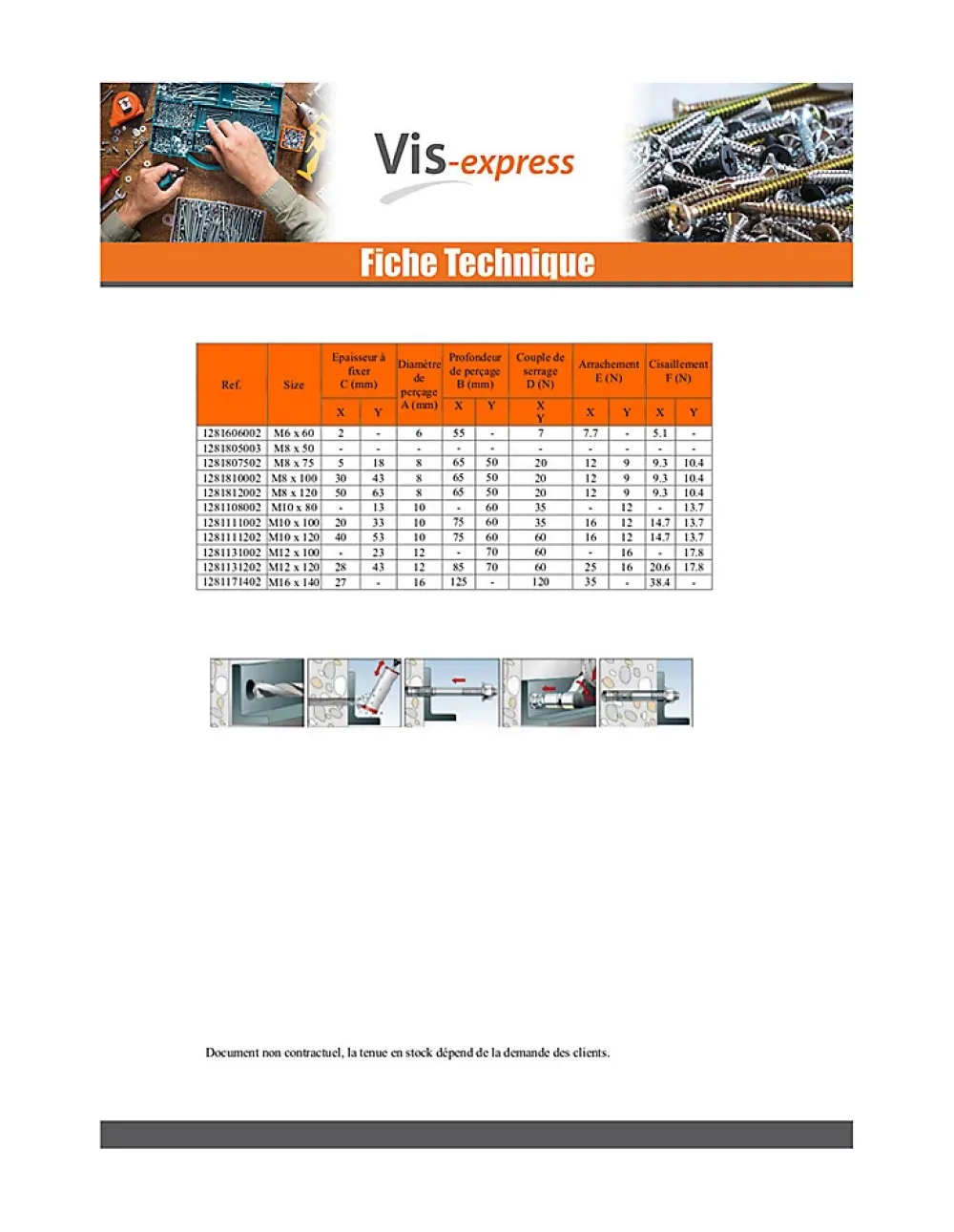 Vis Express Goujon Ancrage M12X100 Acier zingué - 1 pièce