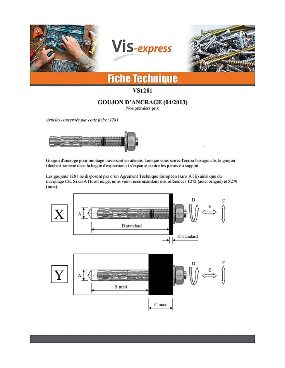 Vis Express Goujon D'Ancrage-Goujon Ancrage M10X100 Acier zingué - 50 pièces