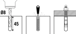Scell-It Goujon inox 8 x 75 mm, lot de 20 Acier inoxydable