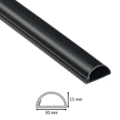 D-Line Goulotte décorative demi-ronde noire auto-adhésive 30x15mm, 2m