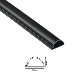 D-Line Goulotte décorative demi-ronde noire auto-adhésive 30 x 15 mm, 1 m