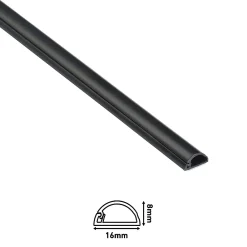 D-Line Goulotte décorative demi-ronde noire auto-adhésive 16 x 8 mm, 1 m