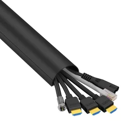 D-Line Moulure, Goulotte Et Plinthe-Goulotte décorative demi-ronde noire auto-adhésive 50 x 25 mm, 1 m