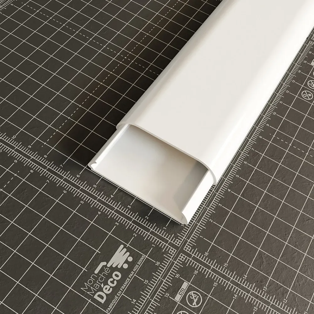 Mon Marché Déco Moulure, Goulotte Et Plinthe-Goulotte TV Cache-Câble Arrondie PVC - L. 2 m - Blanc