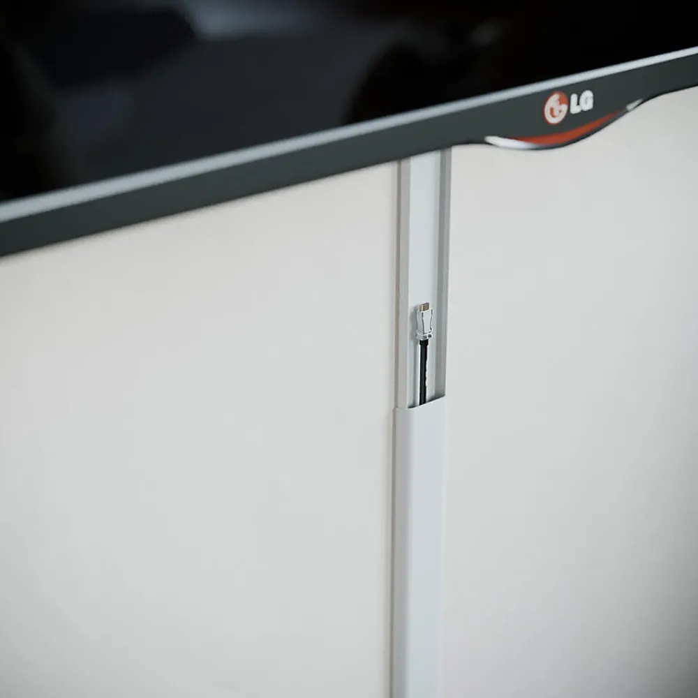 Mon Marché Déco Moulure, Goulotte Et Plinthe-Goulotte TV Cache-Câble Arrondie PVC - L. 2 m - Blanc