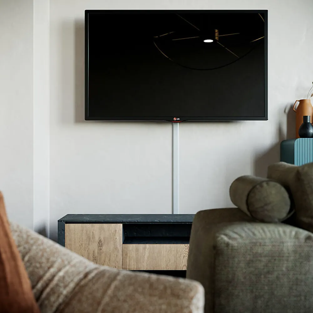 Mon Marché Déco Moulure, Goulotte Et Plinthe-Goulotte TV Cache-Câble Arrondie PVC - L. 2 m - Blanc