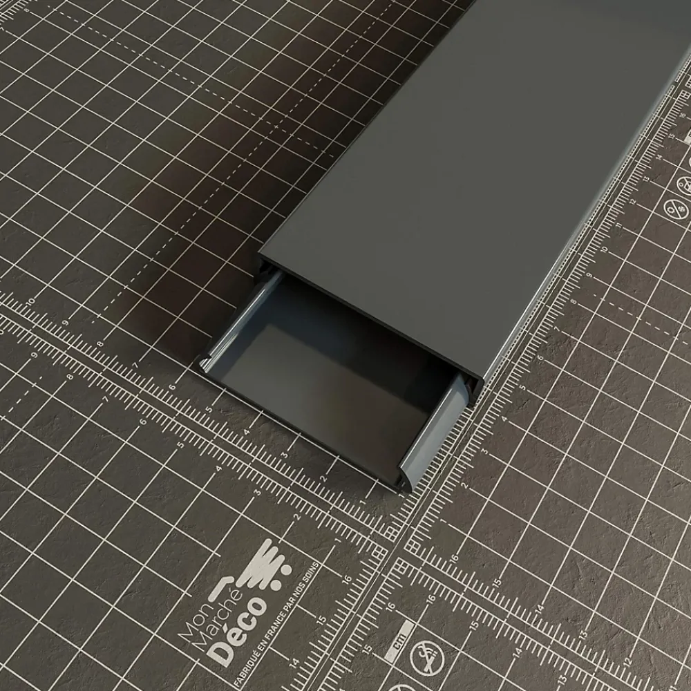 Mon Marché Déco Moulure, Goulotte Et Plinthe-Goulotte TV Cache-Câble Carrée PVC - L. 2 m - Anthracite