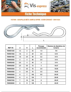 Vis Express Goupille Beta Acier zingué De Diamètre 1.2 'T' - 100 pièces