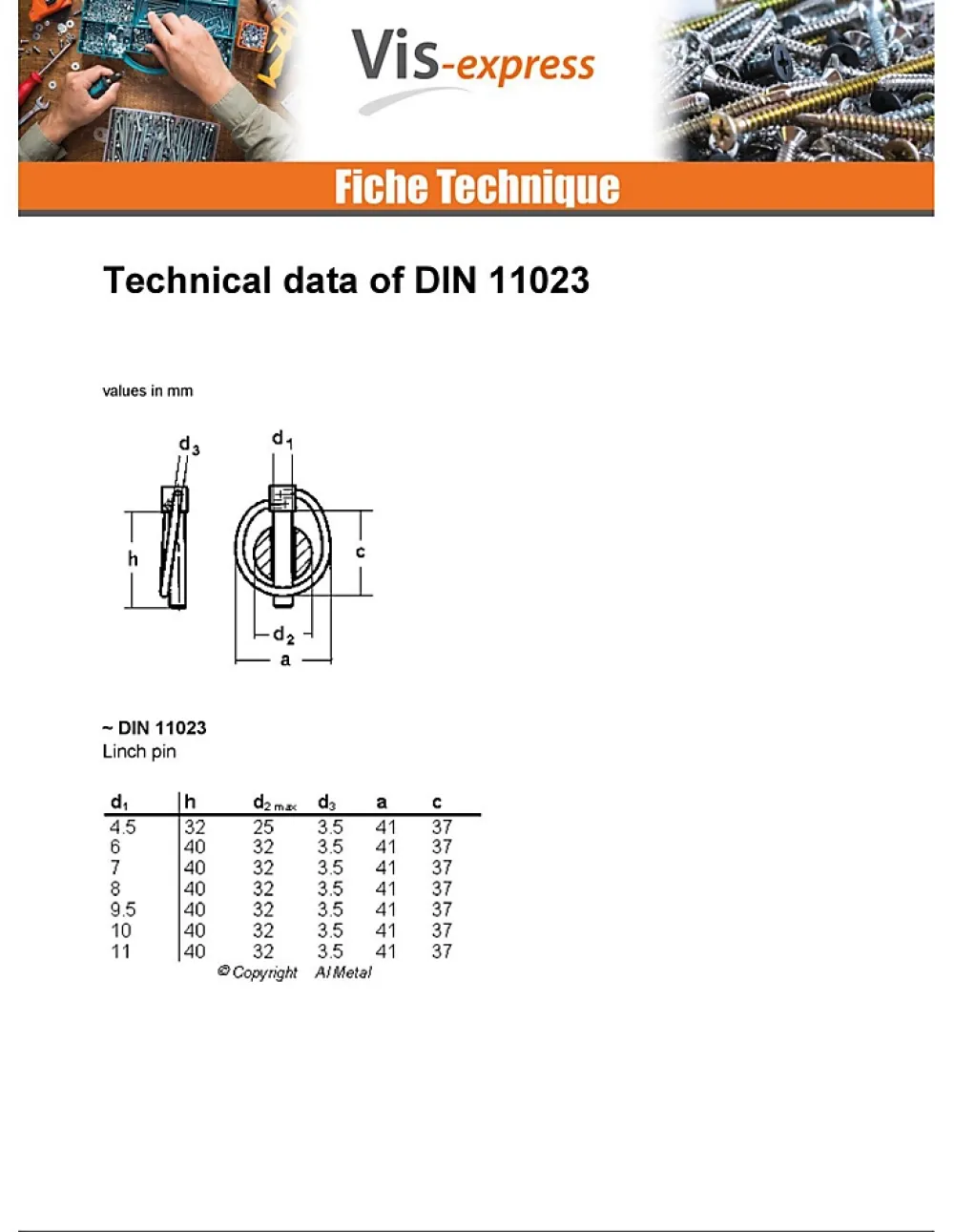 Vis Express Goupille clips Acier zingué 8 - 5 pièces