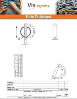 Vis Express Goupille Et Circlip-Goupille clips 6X40 Pour tube de 36 Acier zingué - 1 pièce