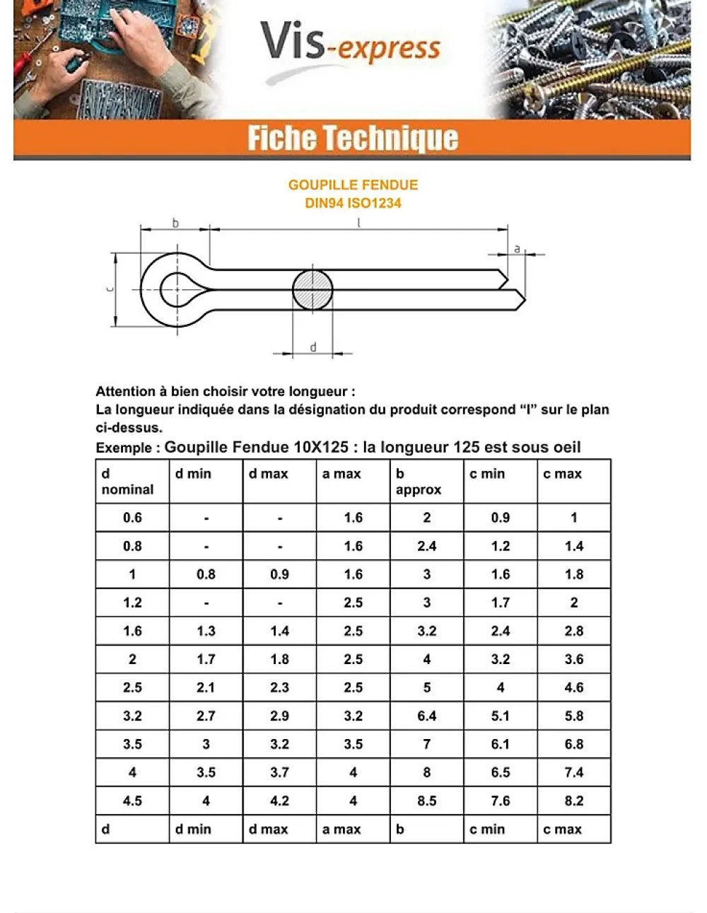 Vis Express Goupille Fendue Acier zingué 3.2X25 - 10 pièces