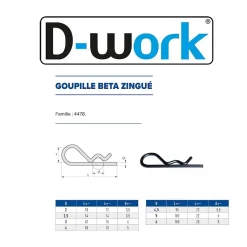D-Work 100 Goupilles BETA D. 4 mm - Zingué blanc -