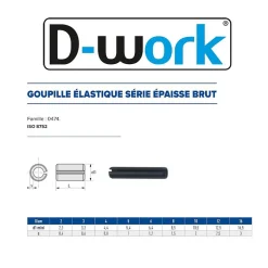 D-Work 50 Goupilles Elastiques Epaisses D. 16 x 50 mm - 8752 - Brut -