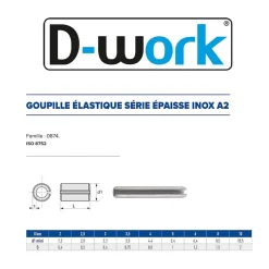 D-Work 100 Goupilles Elastiques Epaisses D. 3.5 x 8 mm - 8752 - Inox A2 -
