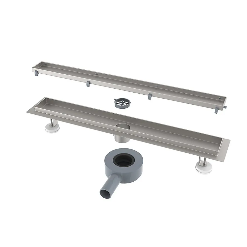 Grand Verre Caniveau de douche Siphon tournant 360 à carreler pour douche italienne largeur 100 cm