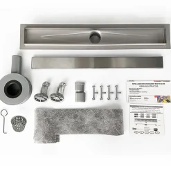 Grand Verre Caniveau de douche Siphon tournant 360 à carreler pour douche italienne largeur 100 cm