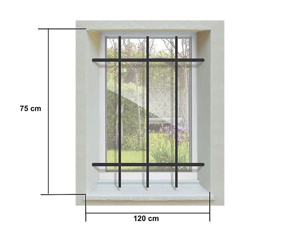 DMS Grille De Défense Pour Fenêtre-Grille de Defense DISTRI pour Fenetre H 75 cm x L 120 cm (côte tableau)