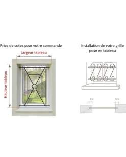 DMS Grille de Defense Lagune pour Fenetre H 105 cm x L 100 cm (côte tableau)