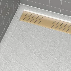 Galedo Grille d'évacuation l.69,5 cm pour receveur de douche Pedra et Pure 2, doré,