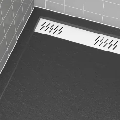 Galedo Grille d'évacuation l.69,5 cm pour receveur de douche Pedra et Pure 2, blanc,