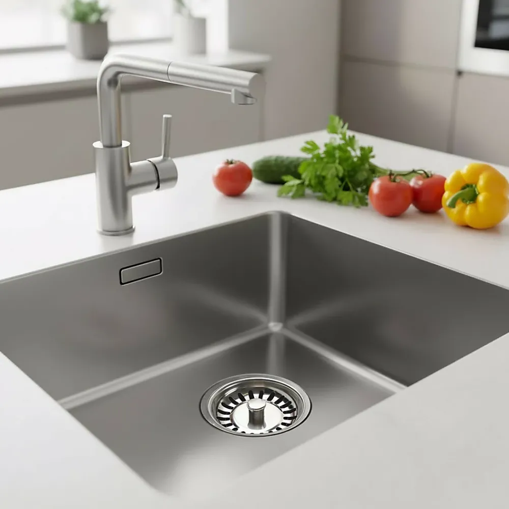 Grille d'évier anti-déchets en inox ronde Ø8 cm