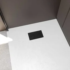 Aurlane Evacuation De Douche-Grille perforée en inox Noir Mat pour receveur - 20.15x12.3x0.55cm - ROCK 2 GRID DRILL