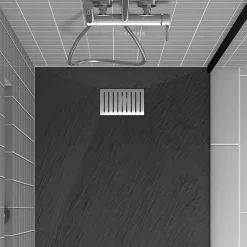 Aurlane Evacuation De Douche-Grille rainurée en inox pour receveur - 20.15x12.3x0.55cm - ROCK 2 GRID LINE