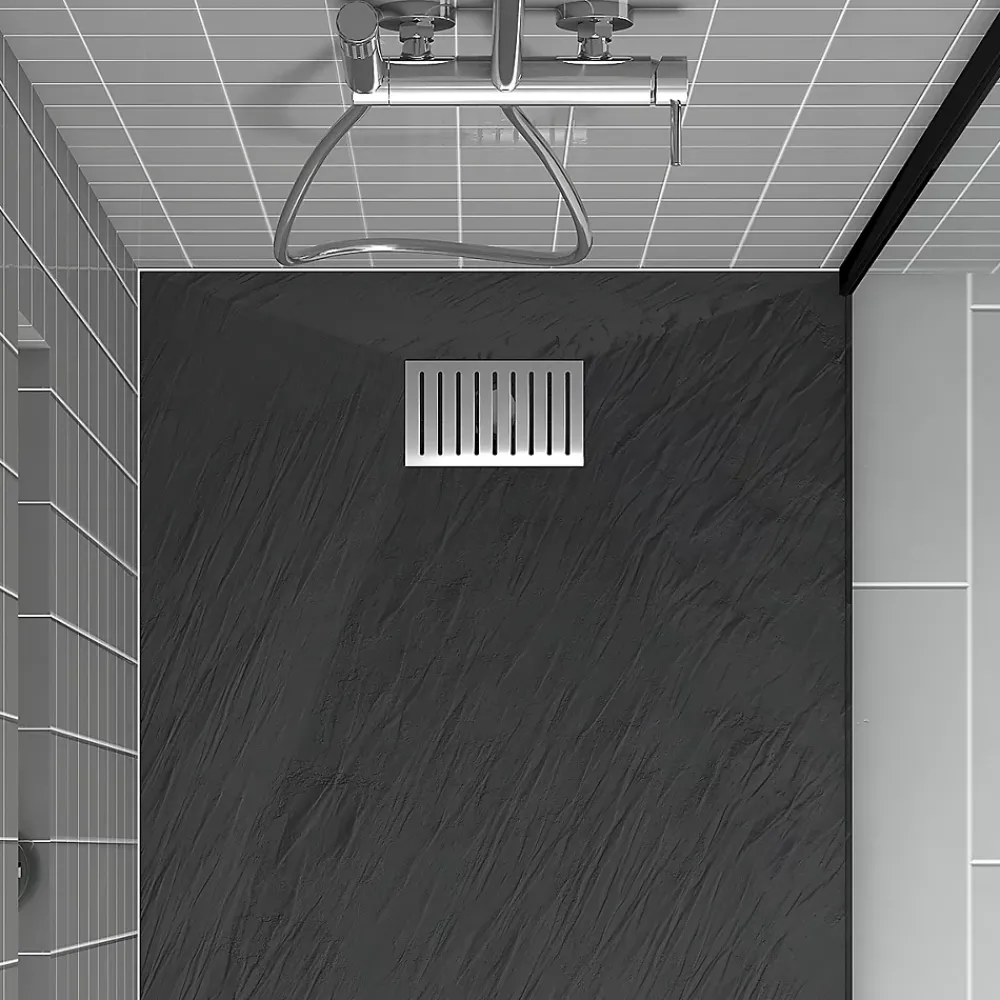 Aurlane Evacuation De Douche-Grille rainurée en inox pour receveur - 20.15x12.3x0.55cm - ROCK 2 GRID LINE