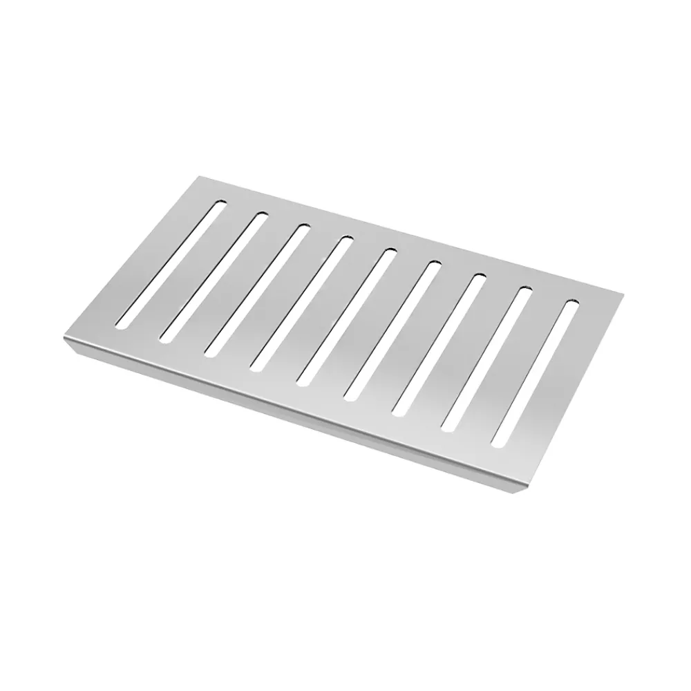 Aurlane Evacuation De Douche-Grille rainurée en inox pour receveur - 20.15x12.3x0.55cm - ROCK 2 GRID LINE