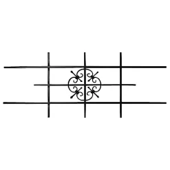 Grille De Défense Pour Fenêtre-Grille traverse forgée avec décor acier noir 120 x 48 cm