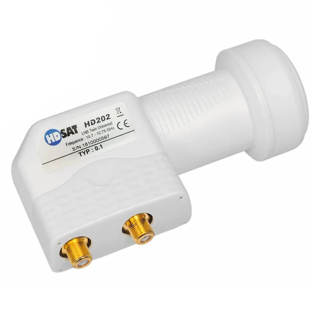 Hdsat HD202 LNB Twin Full HD 4K Tête Parabole 2 sorties 0,1dB